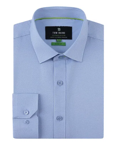 Tom Baine Men's Four Way Stretch Geo Print Button Down Dress Shirt In Blue Pattern