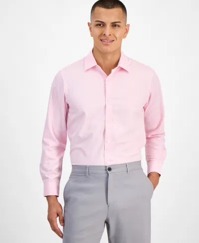 Tom Baine Men's Four Way Stretch Geo Print Button Down Dress Shirt In Pink