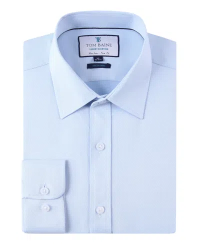 Tom Baine Men Four-way Stretch Jacquard Solid Button Down In Sky Blue