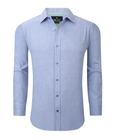 Tom Baine Men's Four-way Stretch Solid Textured Button Down Dress Shirt In Blue