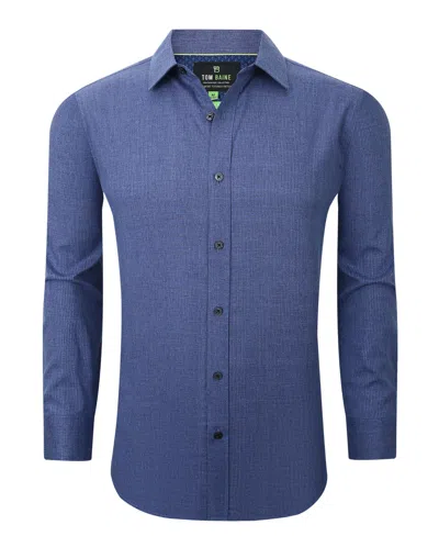 Tom Baine Men's Four-way Stretch Solid Textured Button Down Dress Shirt In Blue