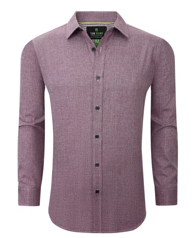 Tom Baine Men's Four-way Stretch Solid Textured Button Down Dress Shirt In Burgundy