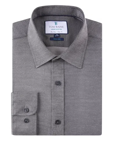 Tom Baine Men Four-way Stretch Jacquard Solid Button Down In Charcoal