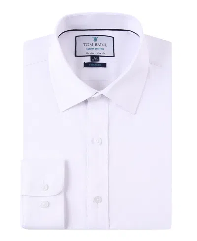Tom Baine Men's Four-way Stretch Jacquard Solid Button Down Dress Shirt In White