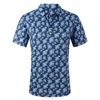 Tom Baine Patterned Slim Fit Performance Golf Polo In Blue