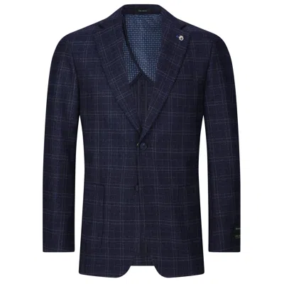 Tom Baine Men Performance Plaid Cashmere Feel Stretch Sport Coat In Blue
