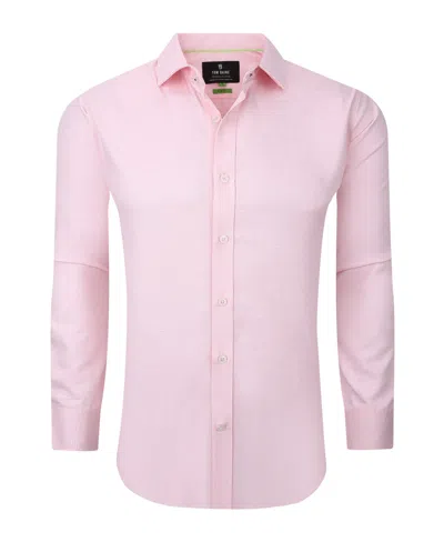 Tom Baine Men's Performance Solid Long Sleeve Button Down Dress Shirt In Pink