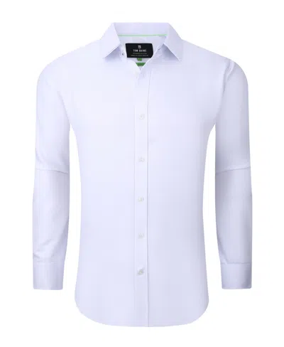 Tom Baine Men's Performance Solid Long Sleeve Button Down Dress Shirt In White