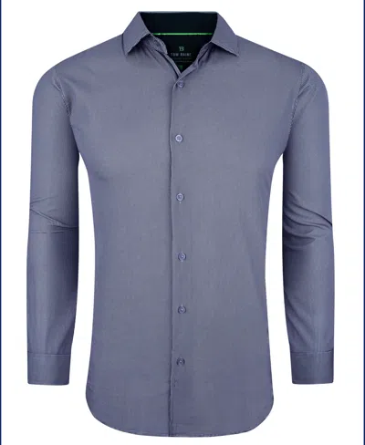 Tom Baine Men's Performance Stretch Mini Plaid Button Down Dress Shirt In Navy