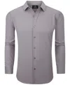 Tom Baine Men's Slim Fit Performance Long Sleeve Solid Button Down Dress Shirt In Silver