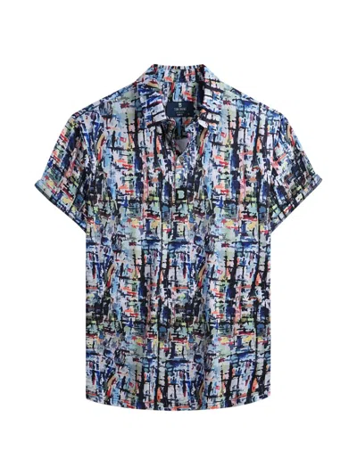 Tom Baine Men's Slim Fit Abstract Golf Shirt In Blue