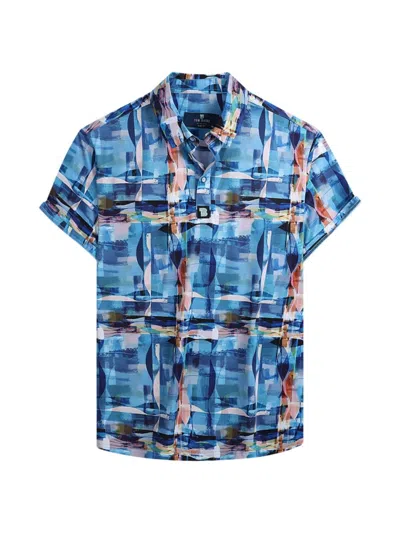 Tom Baine Men's Slim Fit Abstract Golf Shirt In Sky