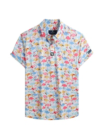 Tom Baine Men's Slim Fit Flamingo Golf Shirt In Beige