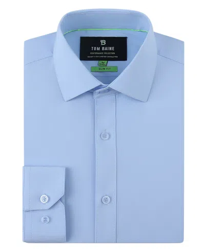 Tom Baine Men Slim Fit Four Way Stretch Solid Dress Shirt In Sky Blue
