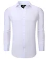 Tom Baine Men Slim Fit Four Way Stretch Solid Dress Shirt In White