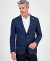 Tom Baine Men's Slim-fit Plaid Stretch Sport Coat In Blue