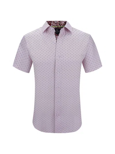 Tom Baine Men's Slim Fit Print Short Sleeve Shirt In Pink