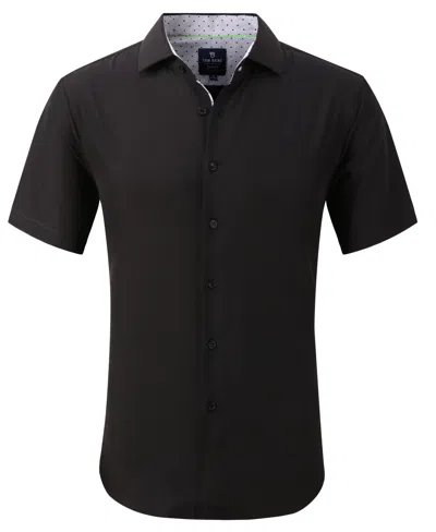 Tom Baine Slim Fit Short Sleeve Performance Stretch Button-up Shirt In Black