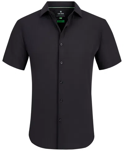Tom Baine Men's Slim Fit Short Sleeve Performance Button Down Dress Shirt In Black