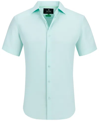 Tom Baine Men's Slim Fit Short Sleeve Performance Button Down Dress Shirt In Mint
