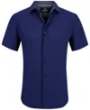 Tom Baine Men's Slim Fit Short Sleeve Performance Button Down Dress Shirt In Blue