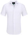 Tom Baine Men's Slim Fit Short Sleeve Performance Button Down Dress Shirt In White