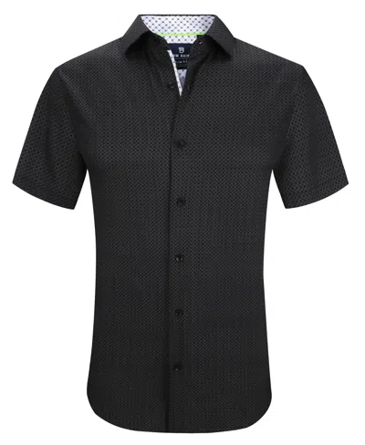 Tom Baine Slim Fit Short Sleeve Performance Stretch Button Down In Black