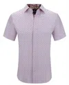Tom Baine Slim Fit Short Sleeve Performance Stretch Button Down In Pink Mini Dot