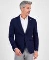 Tom Baine Slim Fit Waffle Performance Stretch Solid Sport Coat In Blue