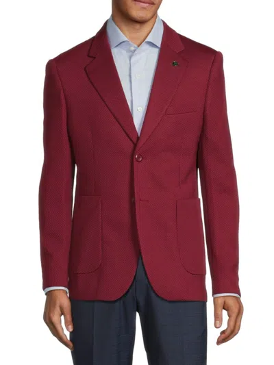 Tom Baine Men's Waffle Knit Solid Sportcoat In Burgundy