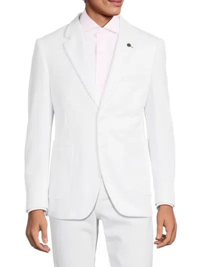 Tom Baine Men's Waffle Knit Solid Sportcoat In White