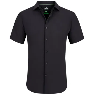 Tom Baine Mens Solid Polyester Button-down Shirt In Black
