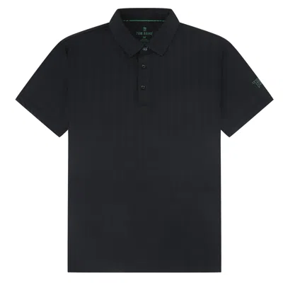 Tom Baine Performance Stretch Plaid Short Sleeve Polo In Black