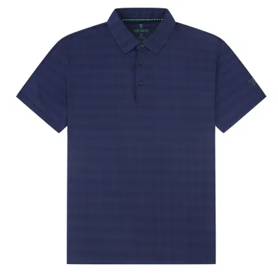 Tom Baine Performance Stretch Plaid Short Sleeve Polo In Blue