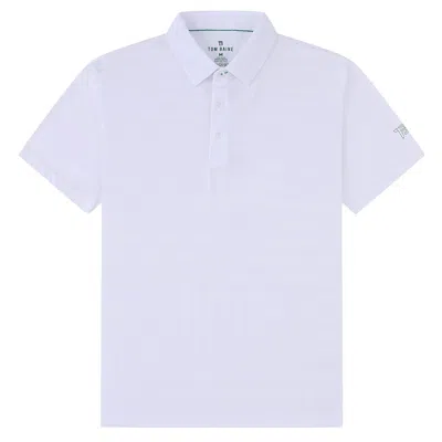 Tom Baine Performance Stretch Plaid Short Sleeve Polo In White