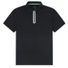 Tom Baine Performance Stretch Zipper Closure Solid Short Sleeve Polo In Black