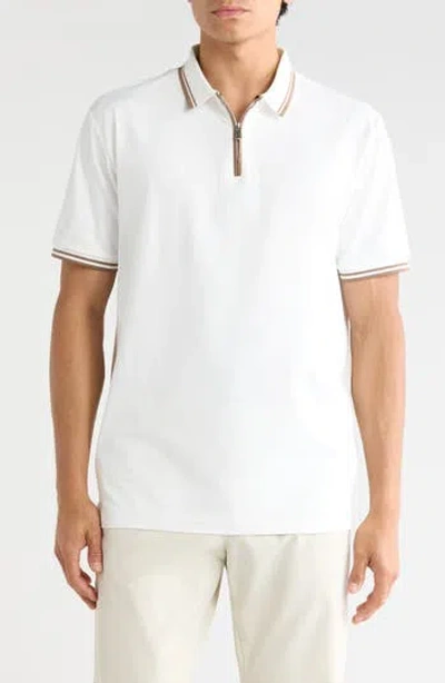 Tom Baine Performance Zip Polo In White