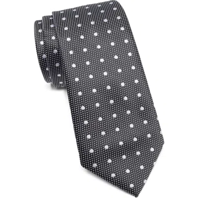 Tom Baine Polka Dot Satin Tie In Black