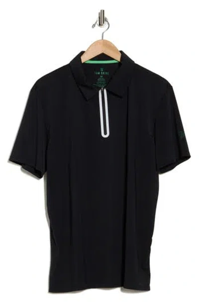 Tom Baine Quarter Zip Golf Polo In Black