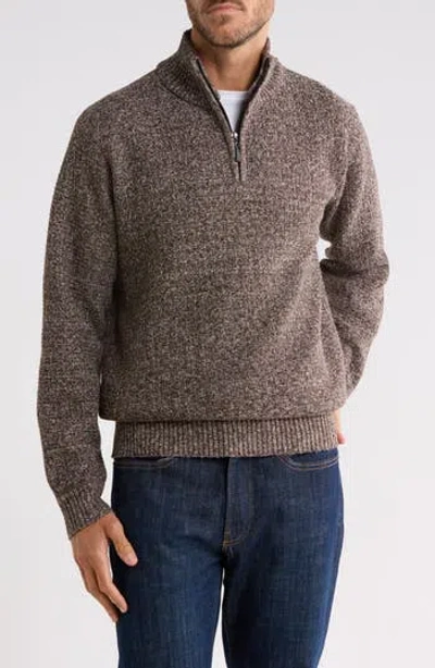 Tom Baine Quarter Zip Textured Sweater In Brown