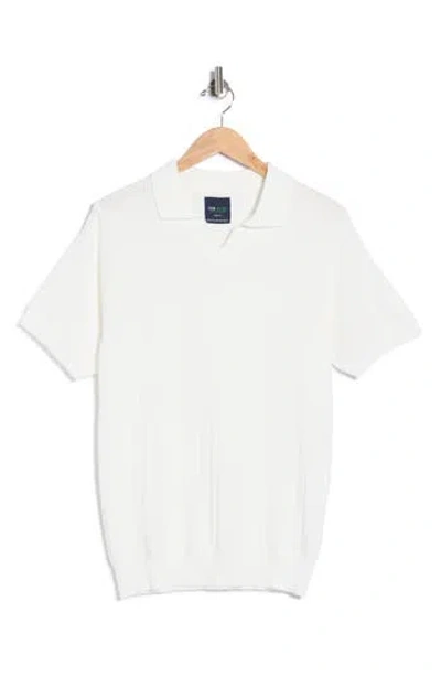 Tom Baine Rib Polo Sweater In Neutral