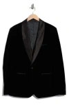 Tom Baine Shawl Collar Velvet Dinner Jacket In Black