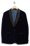 Tom Baine Shawl Collar Velvet Dinner Jacket In Blue