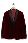 Tom Baine Shawl Collar Velvet Dinner Jacket In Burgundy