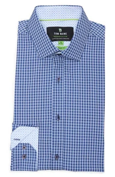 Tom Baine Slim Fit 4-way Stretch Performance Button-down Shirt In Navy