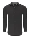 Tom Baine Slim Fit Performance Long Sleeve Geometric Button Down In Black