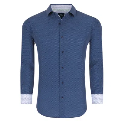 Tom Baine Slim Fit Performance Long Sleeve Geometric Button Down In Blue