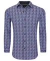 TOM BAINE SLIM FIT PERFORMANCE LONG SLEEVE GEOMETRIC BUTTON DOWN