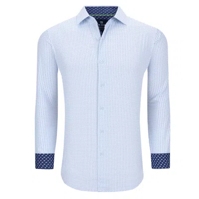 Tom Baine Slim Fit Performance Long Sleeve Geometric Button Down In Blue Dot