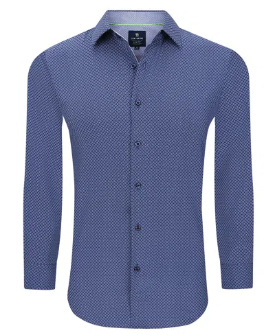 Tom Baine Slim Fit Performance Long Sleeve Geometric Button Down In Blue